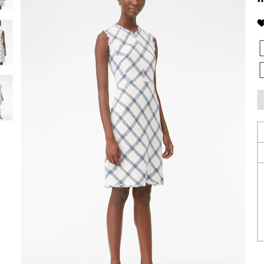 Tailored Rebecca Taylor Snow Blue Plaid Tweed Dress 8 NEW Sleeveless Knee Length